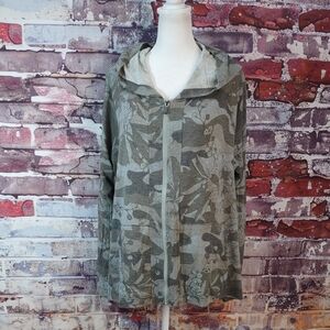 DG2 By Diane Gilman Floral Print Zip Front Hoodie